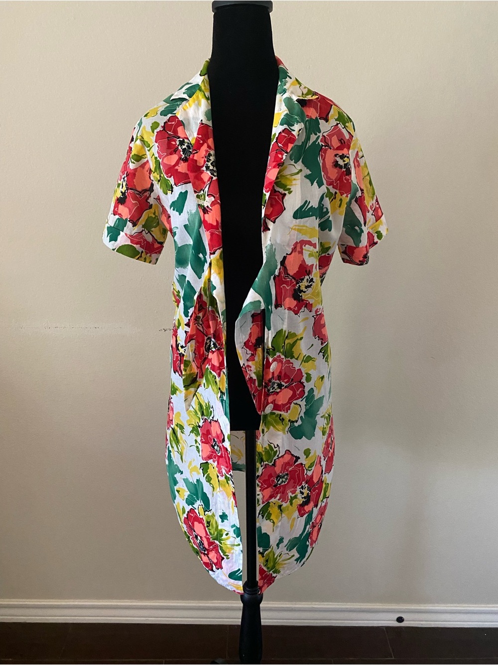 La Perla Floral Red Pink and Green Tunic Cover-up